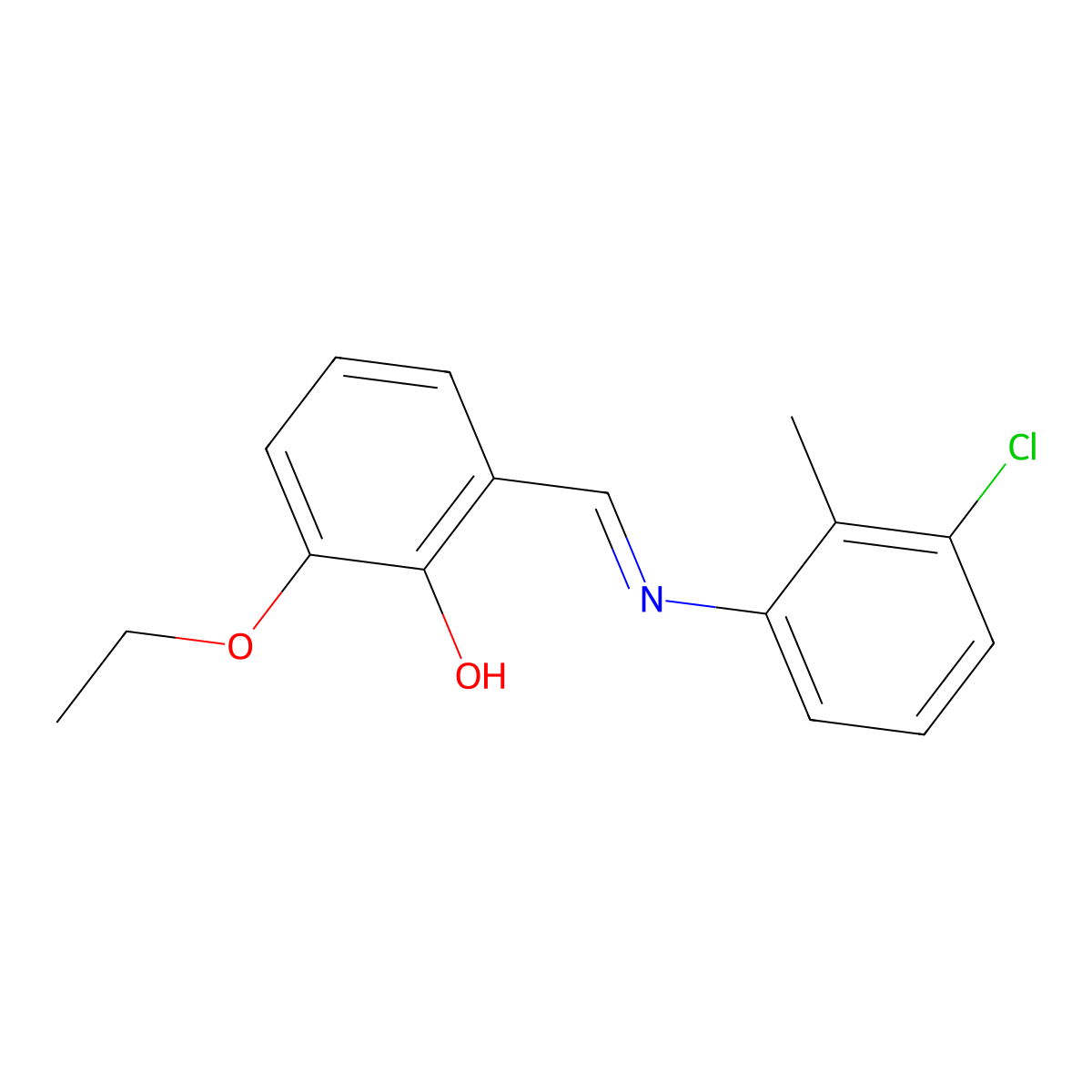 2-{(E)-[(3-chloro-2-methylphenyl)imino]methyl}-6-ethoxyphenol molecular structure, CAS 1232822-51-3