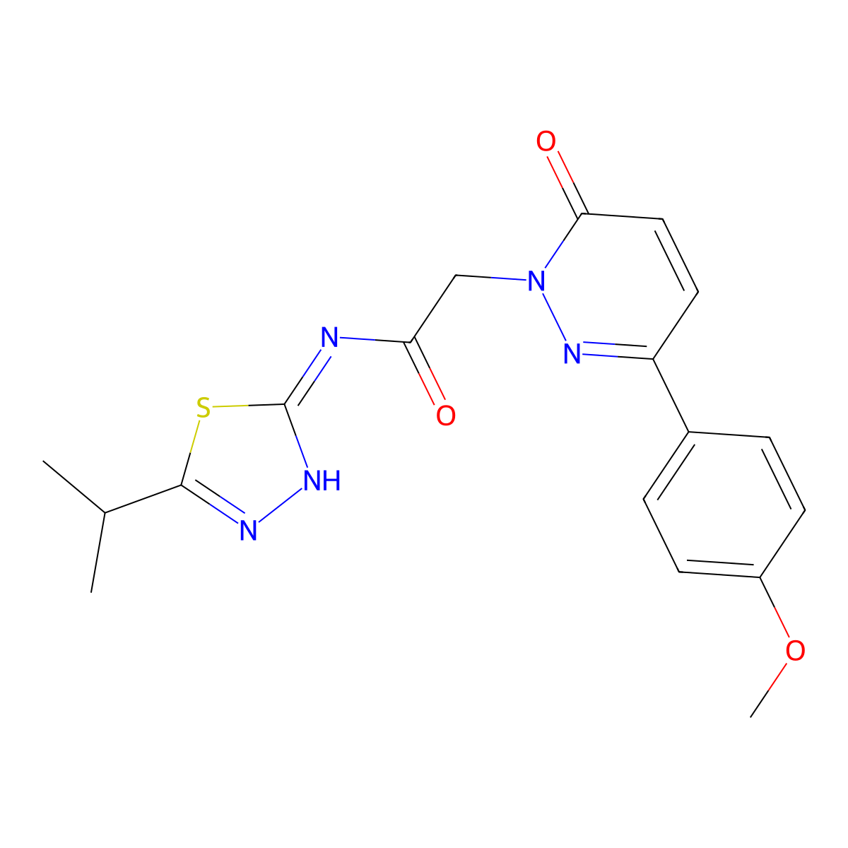 2-[3-(4-methoxyphenyl)-6-oxopyridazin-1(6H)-yl]-N-[(2E)-5-(propan-2-yl)-1,3,4-thiadiazol-2(3H)-ylidene]acetamide molecular structure, CAS 1232822-63-7
