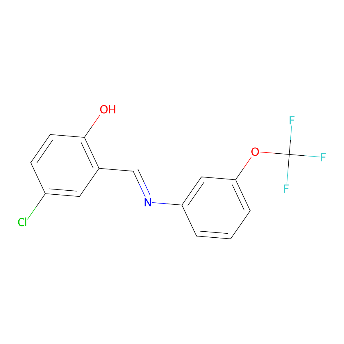 4-chloro-2-((E)-{[3-(trifluoromethoxy)phenyl]imino}methyl)phenol molecular structure, CAS 1232822-66-0