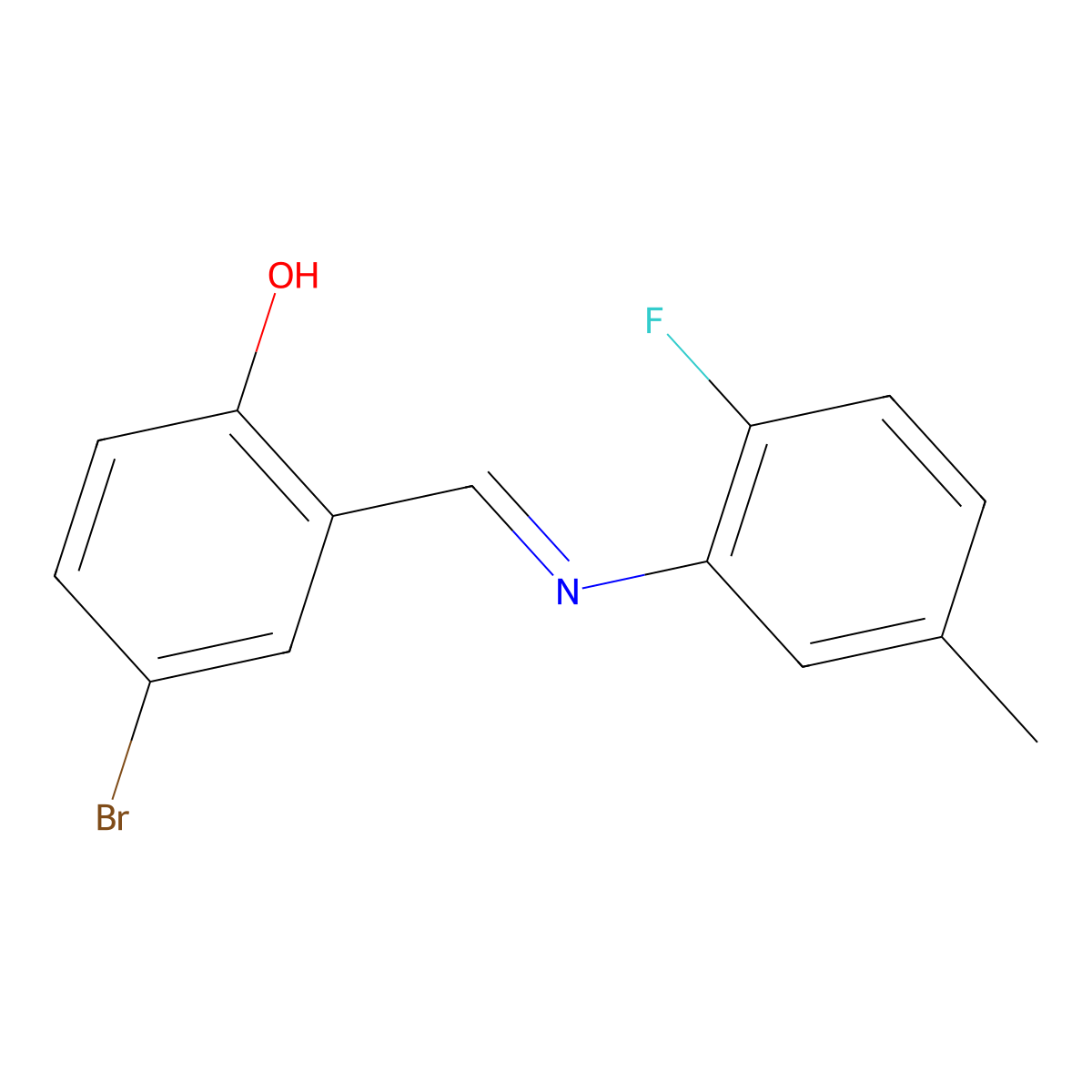 4-bromo-2-{(E)-[(2-fluoro-5-methylphenyl)imino]methyl}phenol molecular structure, CAS 1232822-67-1