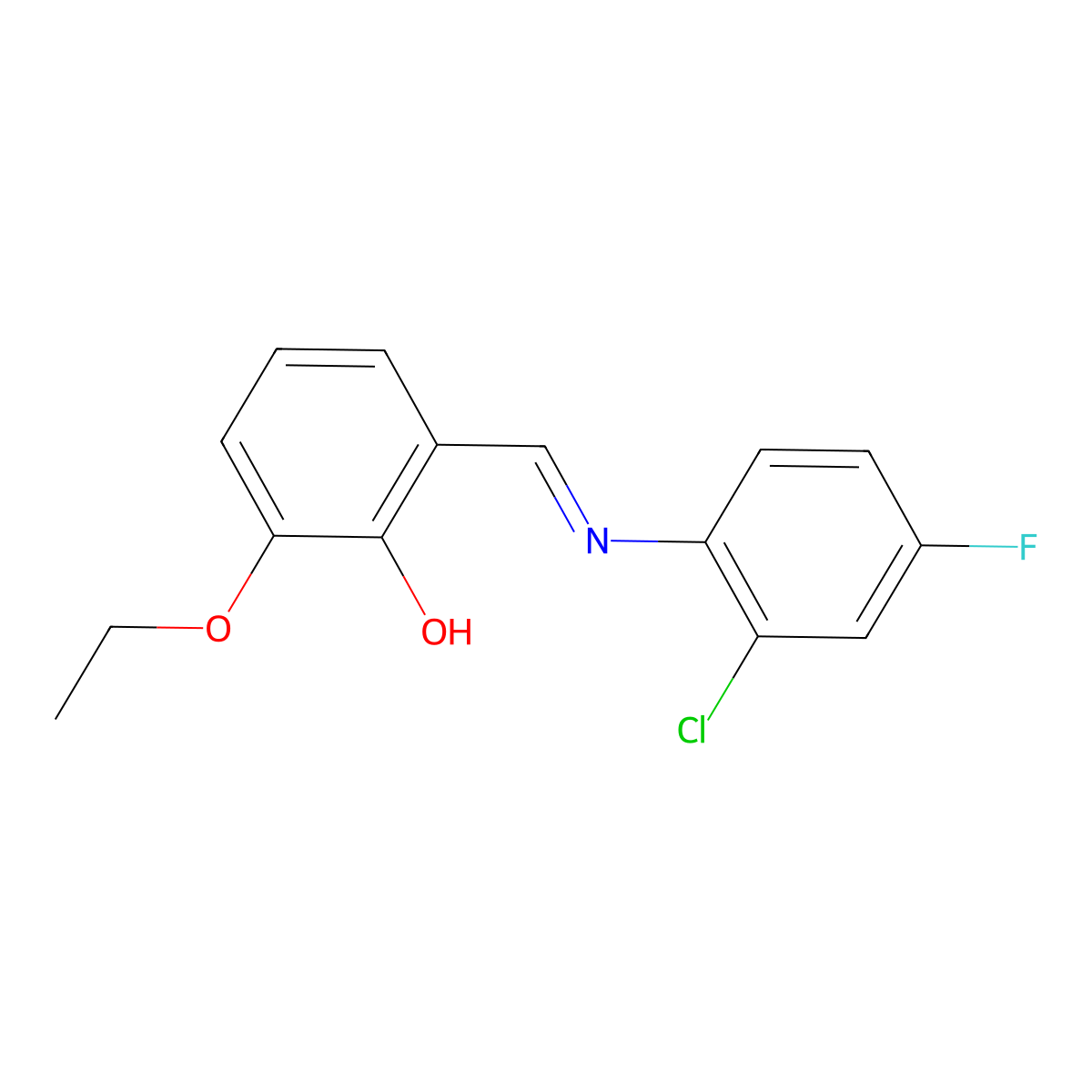 2-{(E)-[(2-chloro-4-fluorophenyl)imino]methyl}-6-ethoxyphenol molecular structure, CAS 1232822-75-1