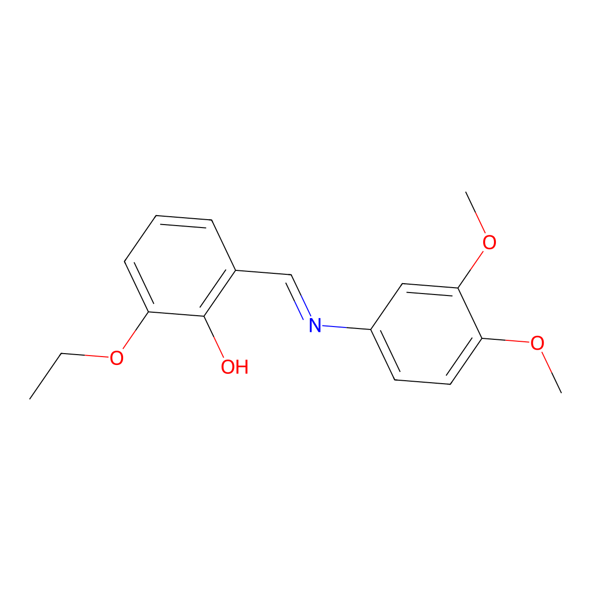 2-{(E)-[(3,4-dimethoxyphenyl)imino]methyl}-6-ethoxyphenol molecular structure, CAS 1232823-02-7