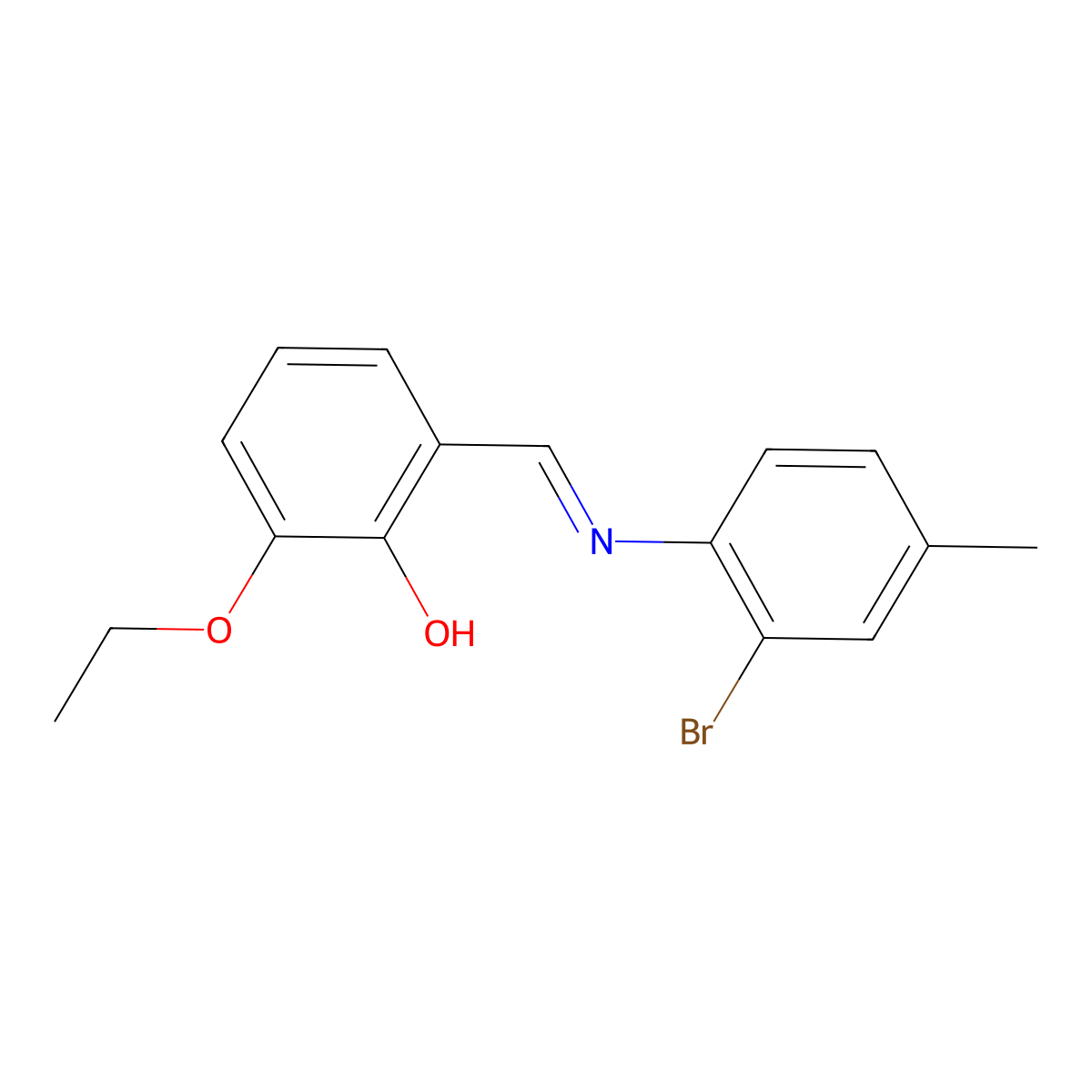 2-{(E)-[(2-bromo-4-methylphenyl)imino]methyl}-6-ethoxyphenol molecular structure, CAS 1232823-27-6
