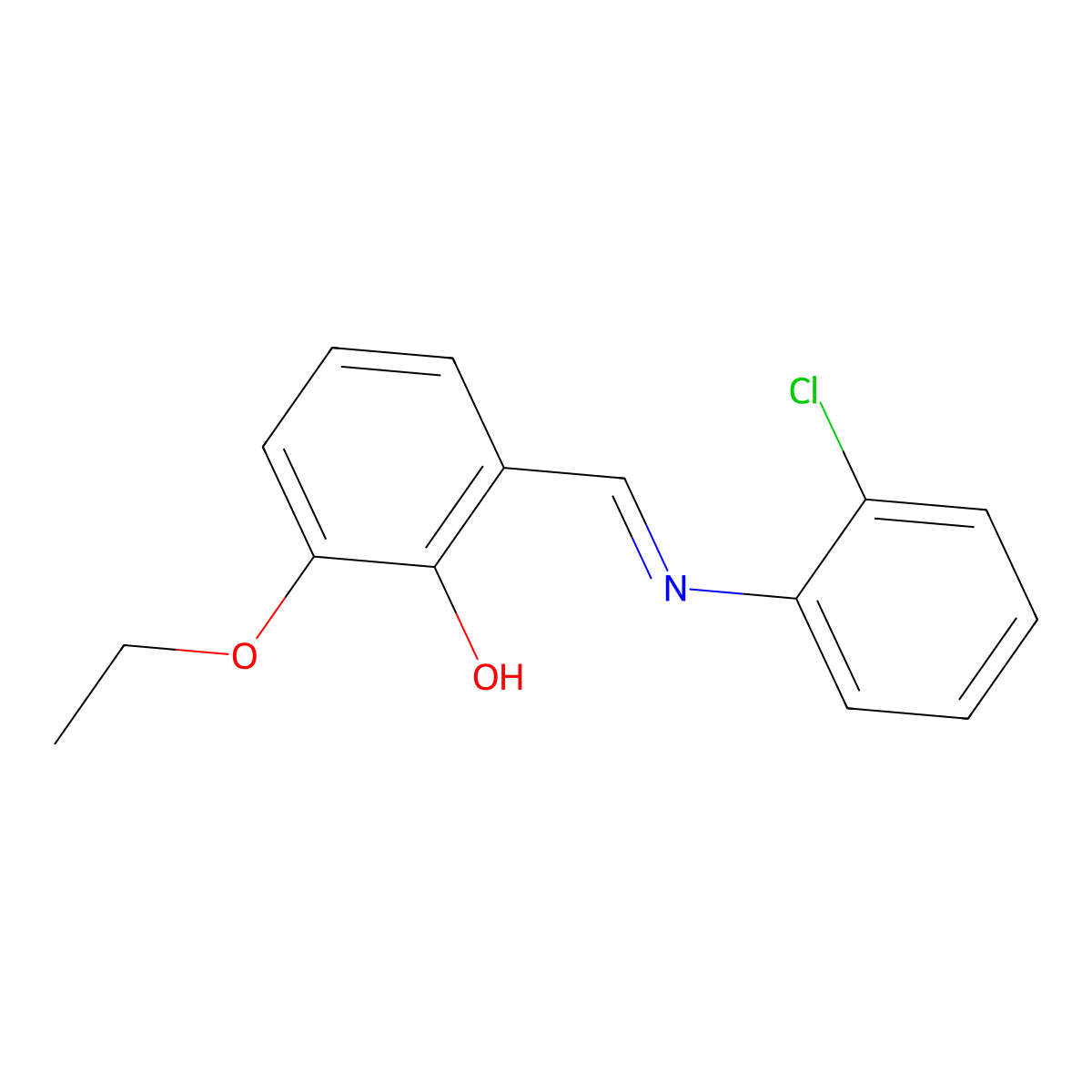 2-{(E)-[(2-chlorophenyl)imino]methyl}-6-ethoxyphenol molecular structure, CAS 1232823-33-4