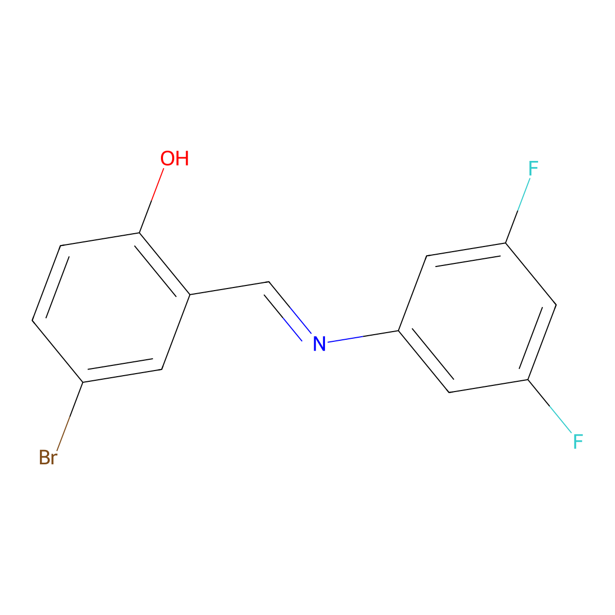 4-bromo-2-{(E)-[(3,5-difluorophenyl)imino]methyl}phenol molecular structure, CAS 1232823-53-8