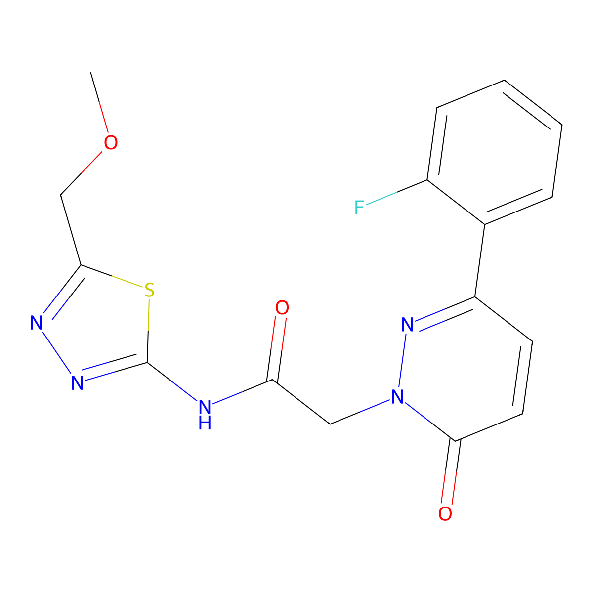 2-[3-(2-fluorophenyl)-6-oxopyridazin-1(6H)-yl]-N-[(2E)-5-(methoxymethyl)-1,3,4-thiadiazol-2(3H)-ylidene]acetamide molecular structure, CAS 1232823-56-1