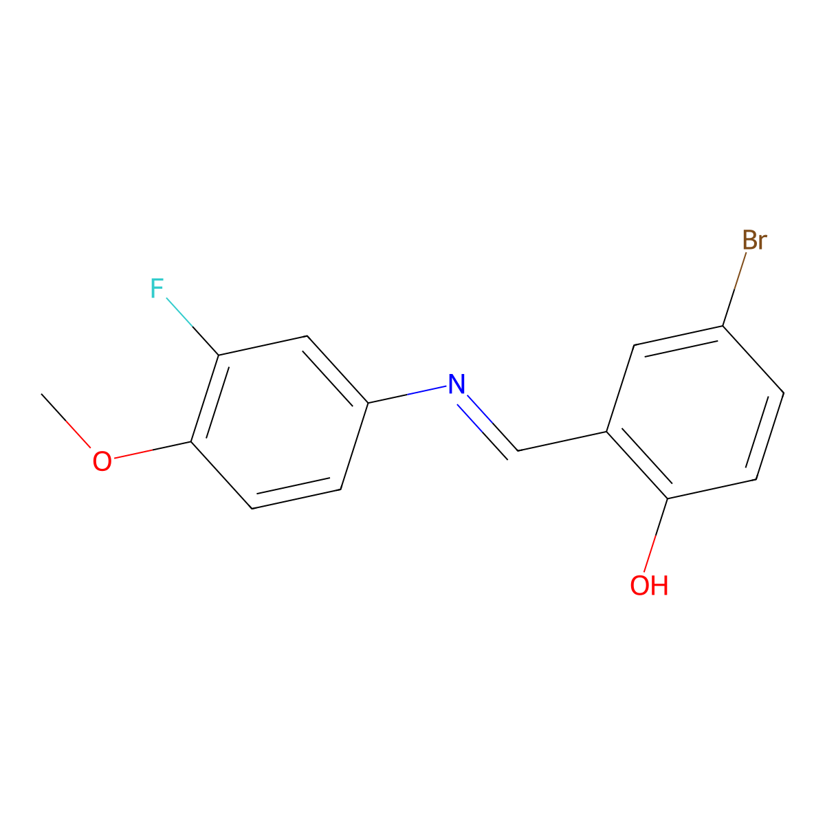 4-bromo-2-{(E)-[(3-fluoro-4-methoxyphenyl)imino]methyl}phenol molecular structure, CAS 1232823-57-2