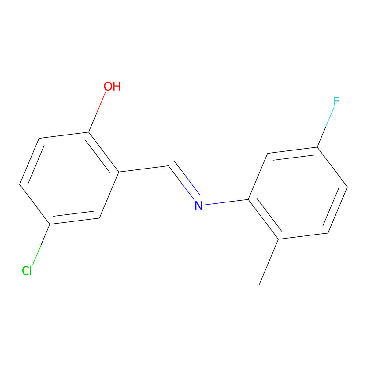 4-chloro-2-{(E)-[(5-fluoro-2-methylphenyl)imino]methyl}phenol molecular structure, CAS 1232823-66-3