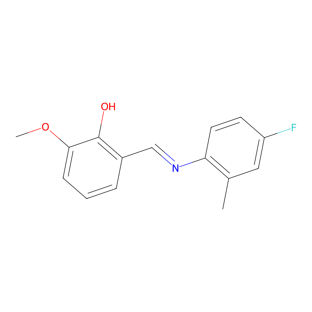 2-{(E)-[(4-fluoro-2-methylphenyl)imino]methyl}-6-methoxyphenol molecular structure, CAS 1232823-80-1