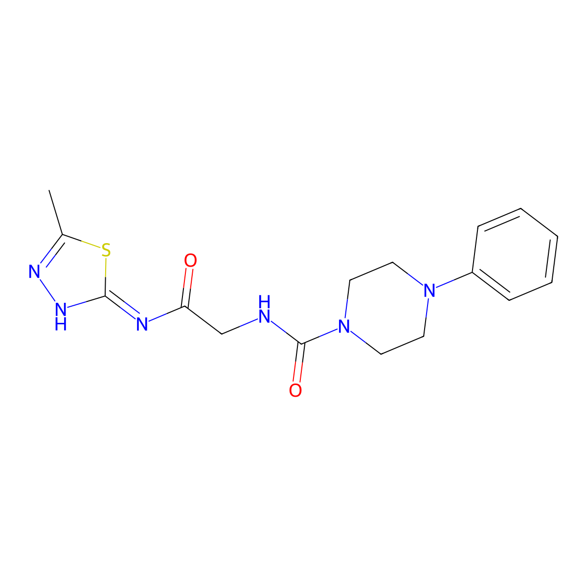 N-(2-{[(2Z)-5-methyl-1,3,4-thiadiazol-2(3H)-ylidene]amino}-2-oxoethyl)-4-phenylpiperazine-1-carboxamide molecular structure, CAS 1232823-94-7