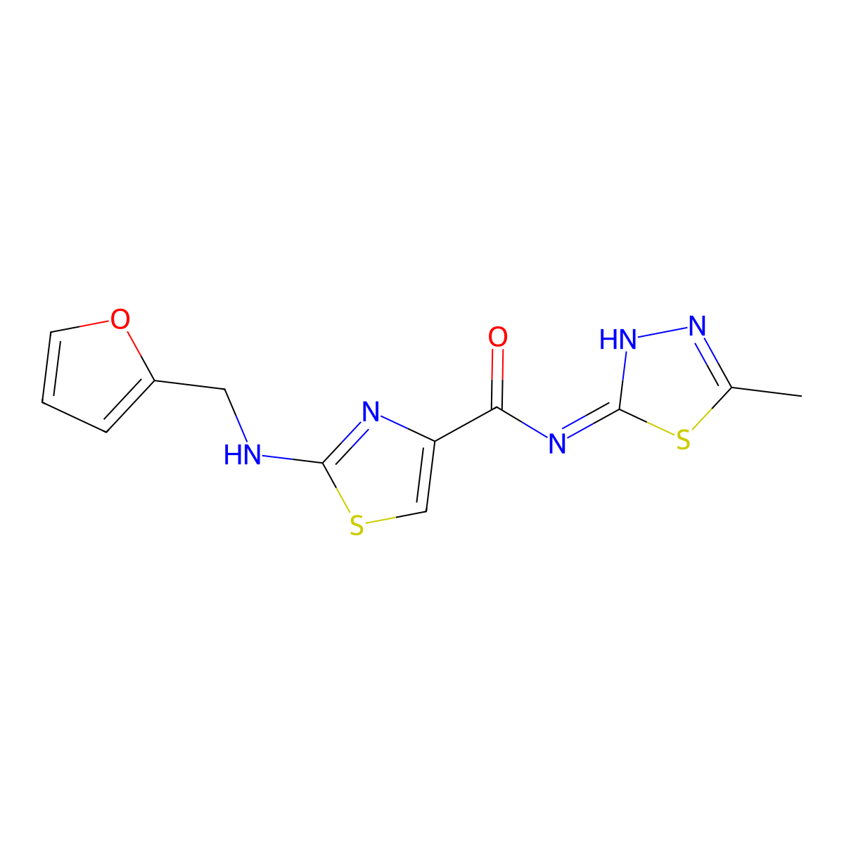 2-[(furan-2-ylmethyl)amino]-N-[(2E)-5-methyl-1,3,4-thiadiazol-2(3H)-ylidene]-1,3-thiazole-4-carboxamide molecular structure, CAS 1232824-07-5