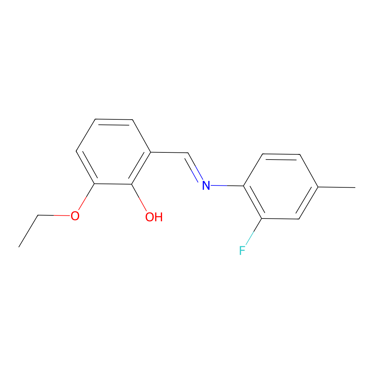 2-ethoxy-6-{(E)-[(2-fluoro-4-methylphenyl)imino]methyl}phenol molecular structure, CAS 1232824-26-8