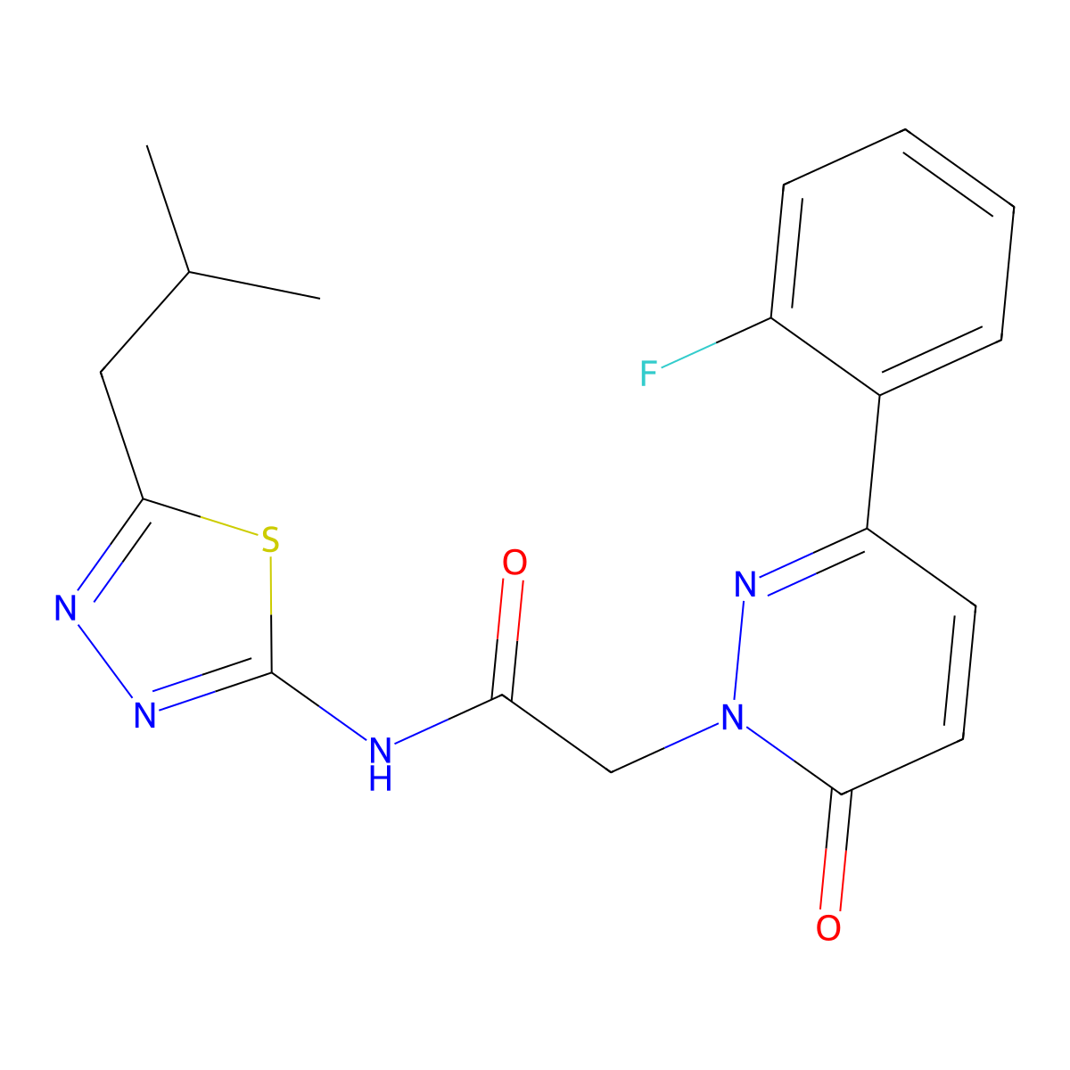 2-[3-(2-fluorophenyl)-6-oxopyridazin-1(6H)-yl]-N-[(2E)-5-(2-methylpropyl)-1,3,4-thiadiazol-2(3H)-ylidene]acetamide molecular structure, CAS 1232824-35-9