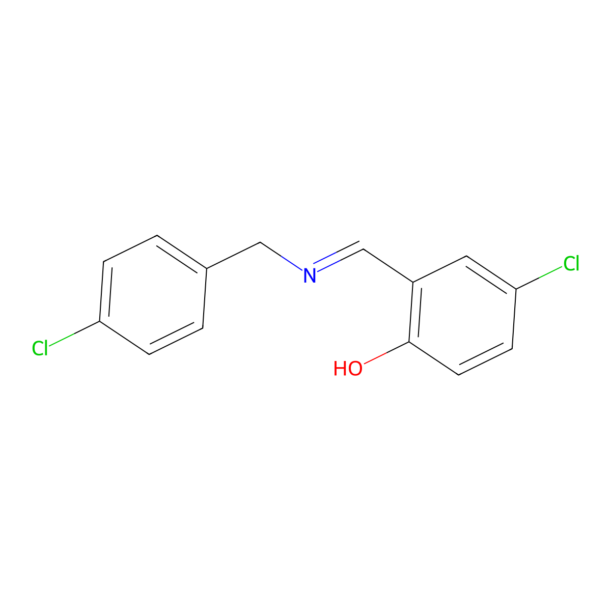 4-chloro-2-{(E)-[(4-chlorobenzyl)imino]methyl}phenol molecular structure, CAS 1232824-56-4