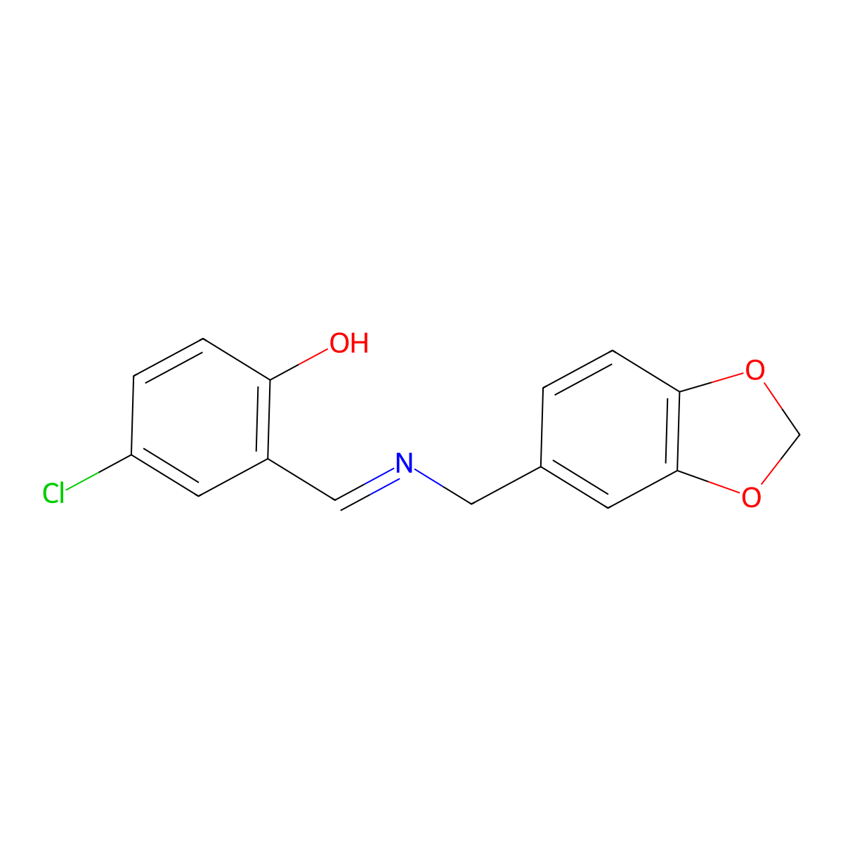 2-{(E)-[(1,3-benzodioxol-5-ylmethyl)imino]methyl}-4-chlorophenol molecular structure, CAS 1232824-72-4