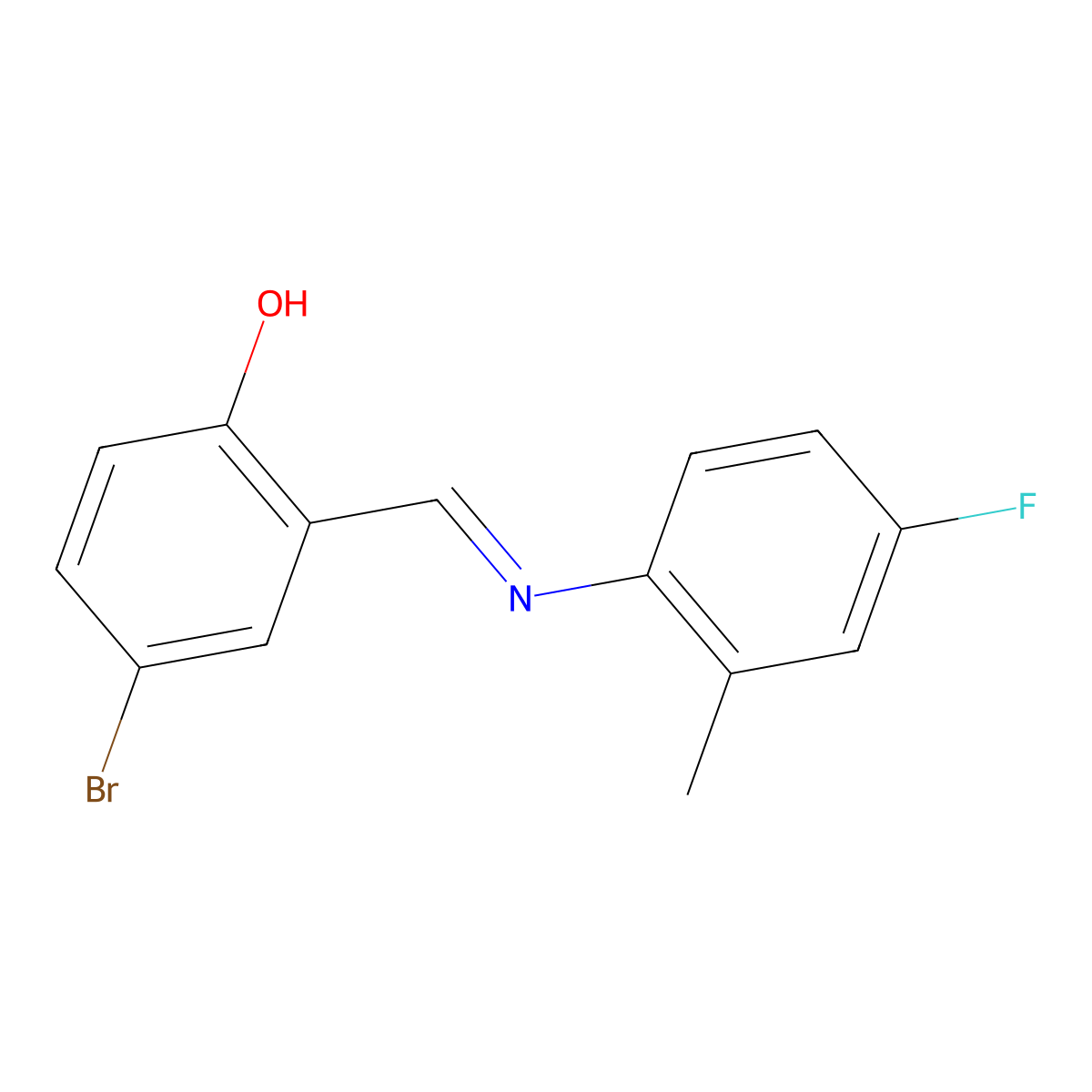 4-bromo-2-{(E)-[(4-fluoro-2-methylphenyl)imino]methyl}phenol molecular structure, CAS 1232824-81-5