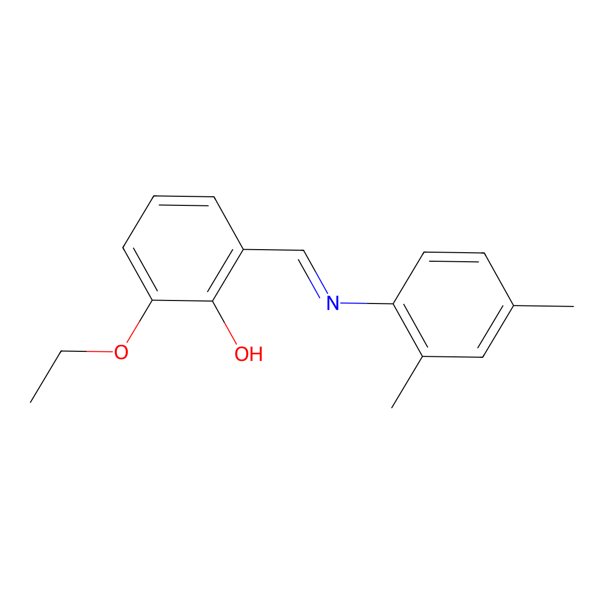 2-{(E)-[(2,4-dimethylphenyl)imino]methyl}-6-ethoxyphenol molecular structure, CAS 1232824-85-9