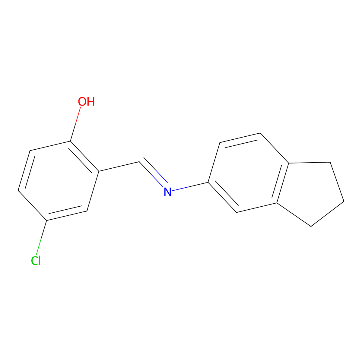 4-chloro-2-[(E)-(2,3-dihydro-1H-inden-5-ylimino)methyl]phenol molecular structure, CAS 1232824-87-1