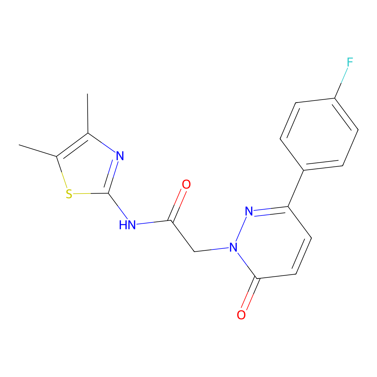 N-[(2Z)-4,5-dimethyl-1,3-thiazol-2(3H)-ylidene]-2-[3-(4-fluorophenyl)-6-oxopyridazin-1(6H)-yl]acetamide molecular structure, CAS 1232824-89-3