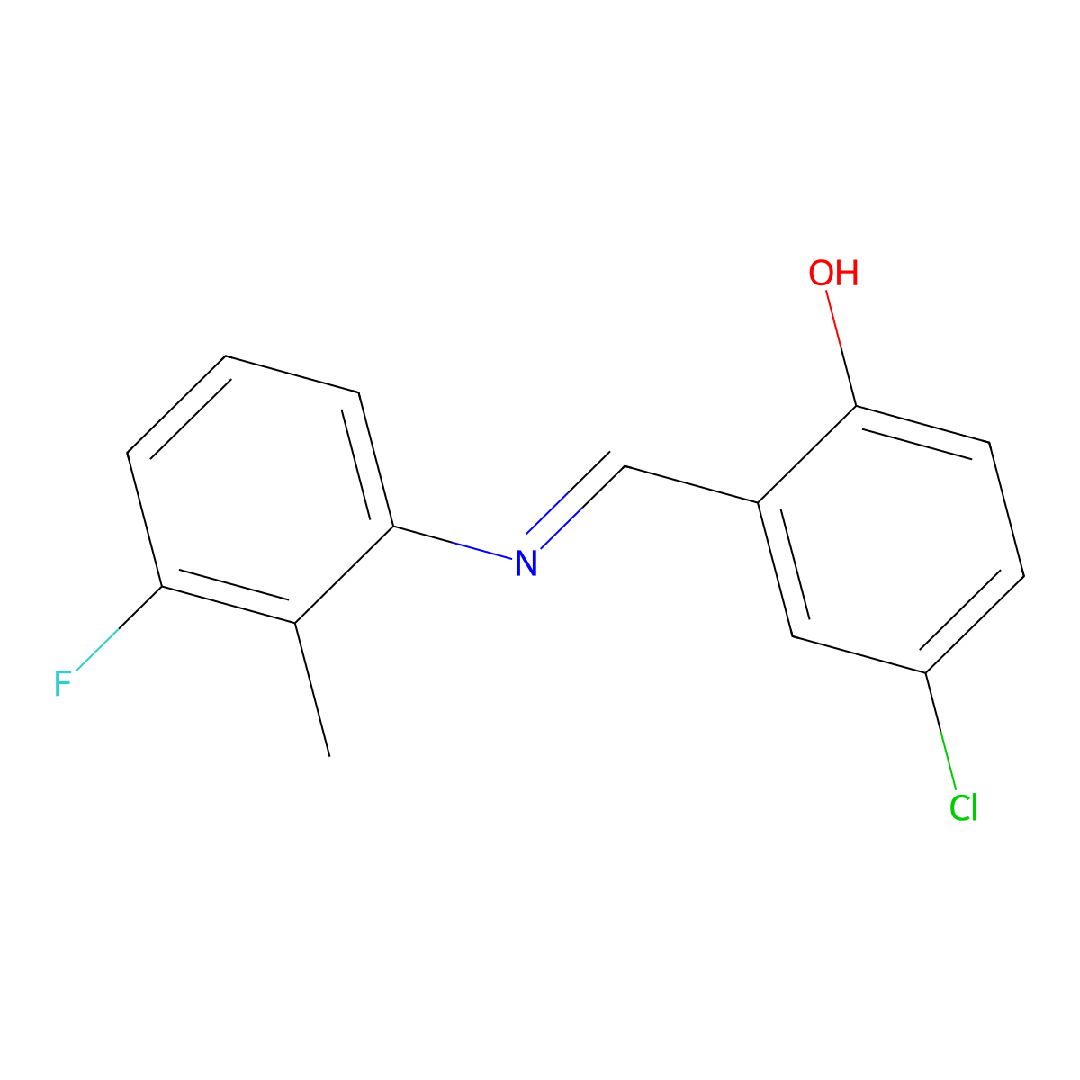 4-chloro-2-{(E)-[(3-fluoro-2-methylphenyl)imino]methyl}phenol molecular structure, CAS 1232824-97-3
