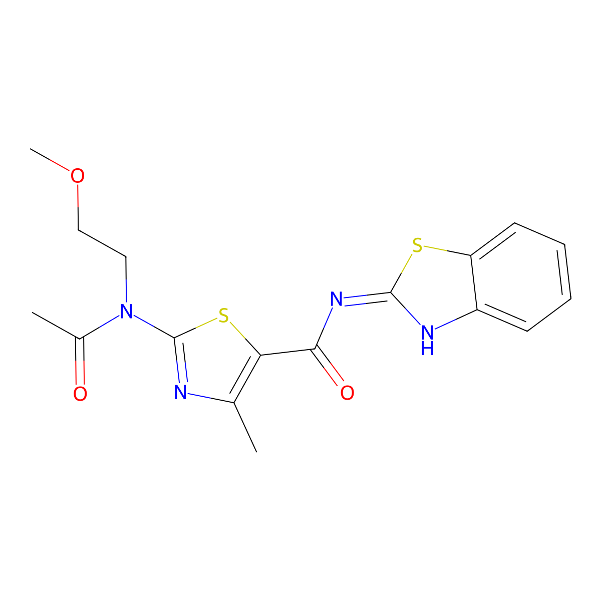 2-[acetyl(2-methoxyethyl)amino]-N-[(2E)-1,3-benzothiazol-2(3H)-ylidene]-4-methyl-1,3-thiazole-5-carboxamide molecular structure, CAS 1232824-98-4