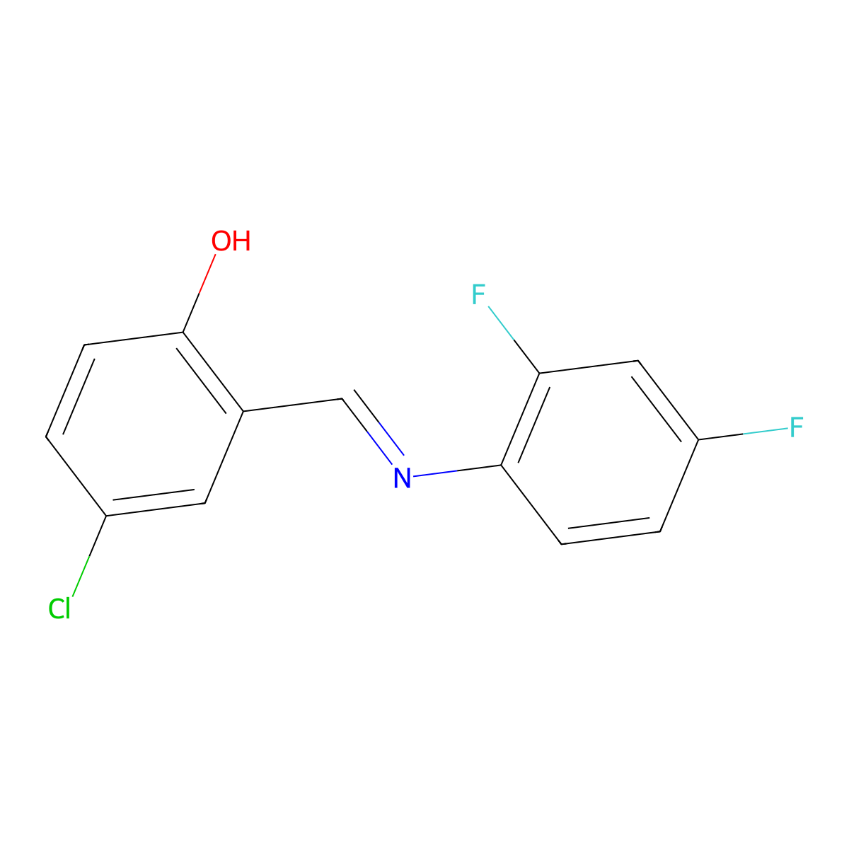 4-chloro-2-{(E)-[(2,4-difluorophenyl)imino]methyl}phenol molecular structure, CAS 1232825-41-0