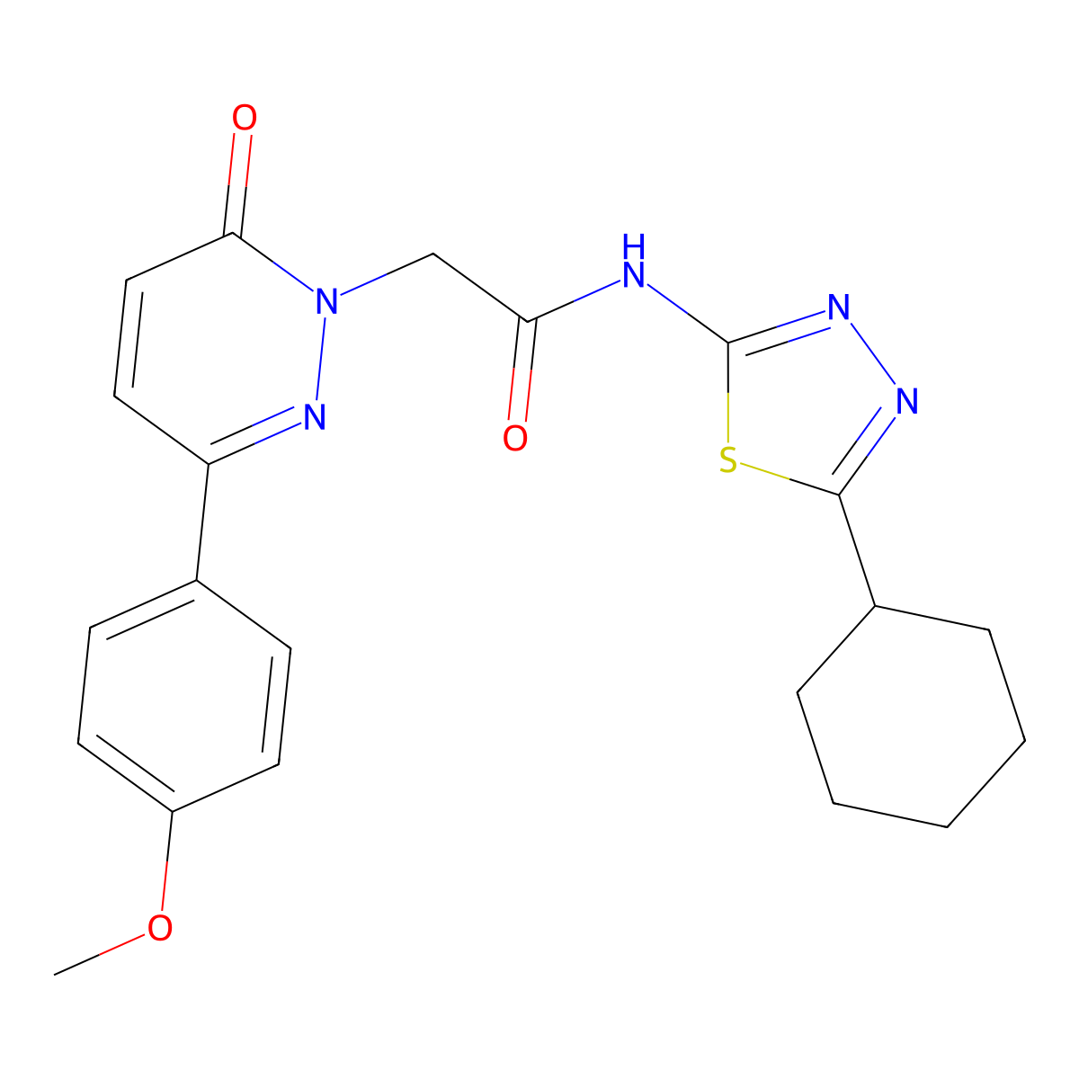 N-[(2E)-5-cyclohexyl-1,3,4-thiadiazol-2(3H)-ylidene]-2-[3-(4-methoxyphenyl)-6-oxopyridazin-1(6H)-yl]acetamide molecular structure, CAS 1232825-43-2