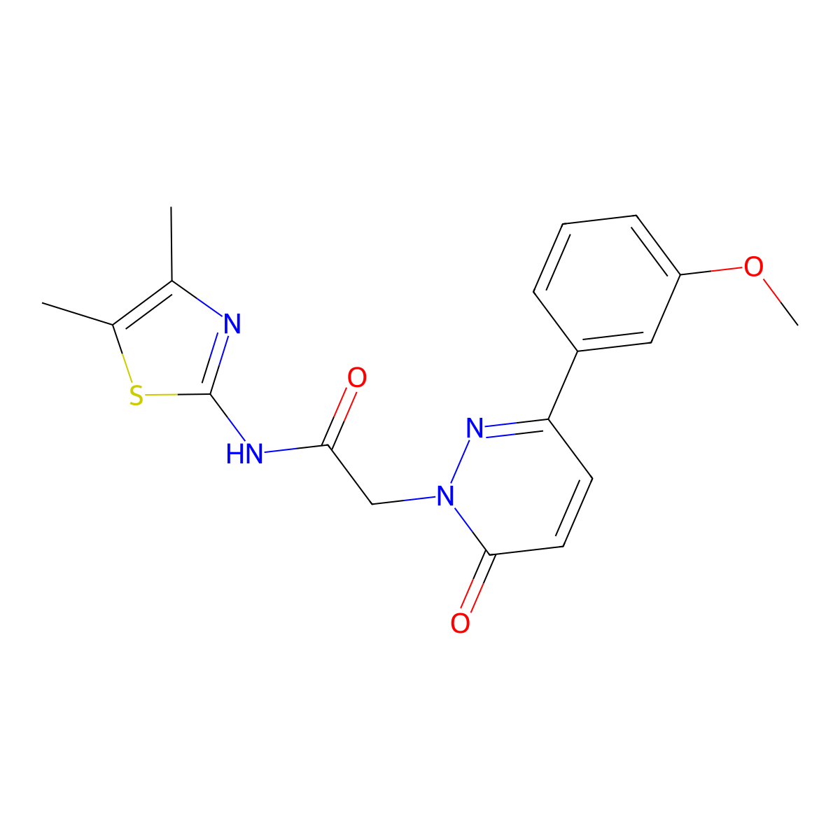 N-[(2Z)-4,5-dimethyl-1,3-thiazol-2(3H)-ylidene]-2-[3-(3-methoxyphenyl)-6-oxopyridazin-1(6H)-yl]acetamide molecular structure, CAS 1232825-82-9