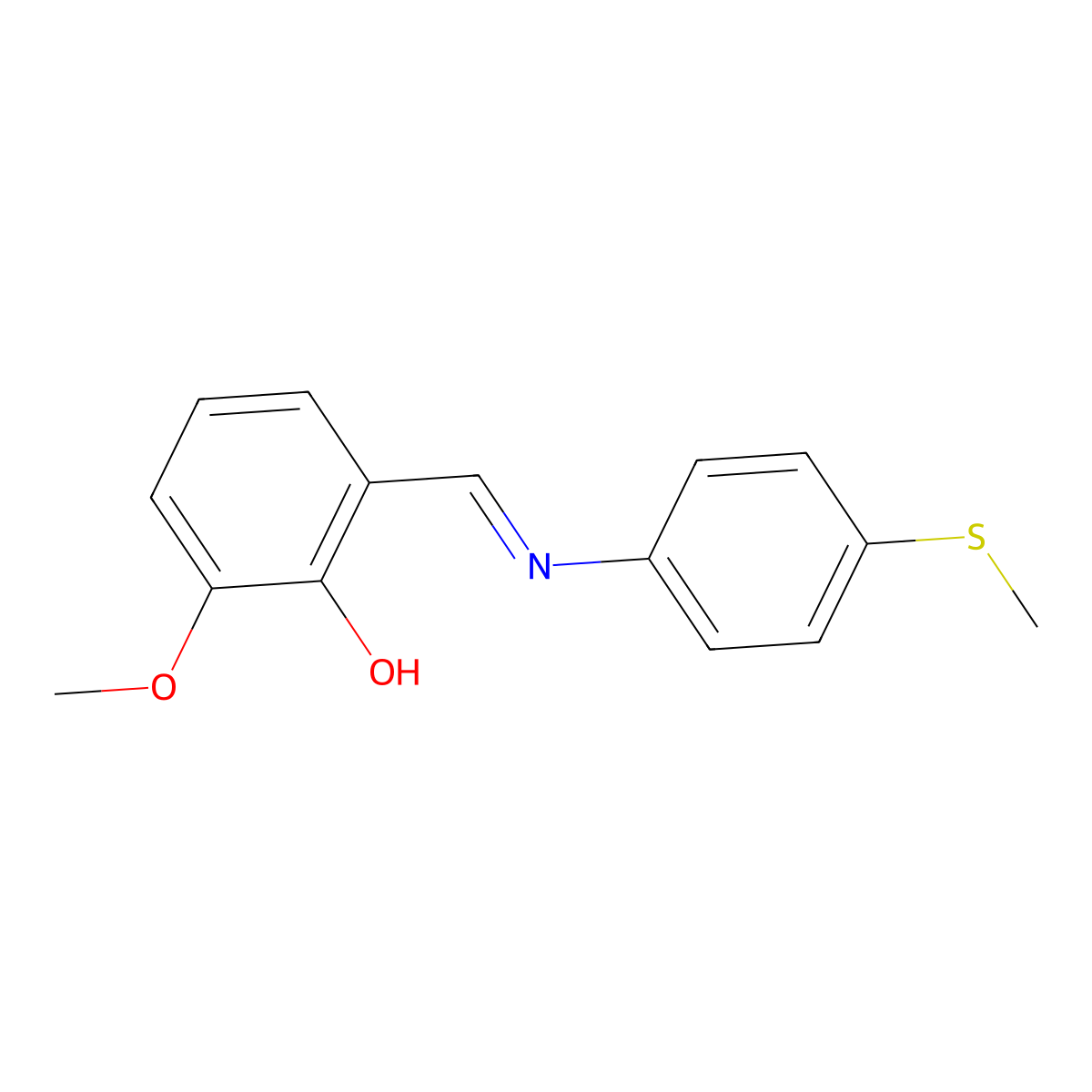 2-methoxy-6-((E)-{[4-(methylthio)phenyl]imino}methyl)phenol molecular structure, CAS 1232825-91-0