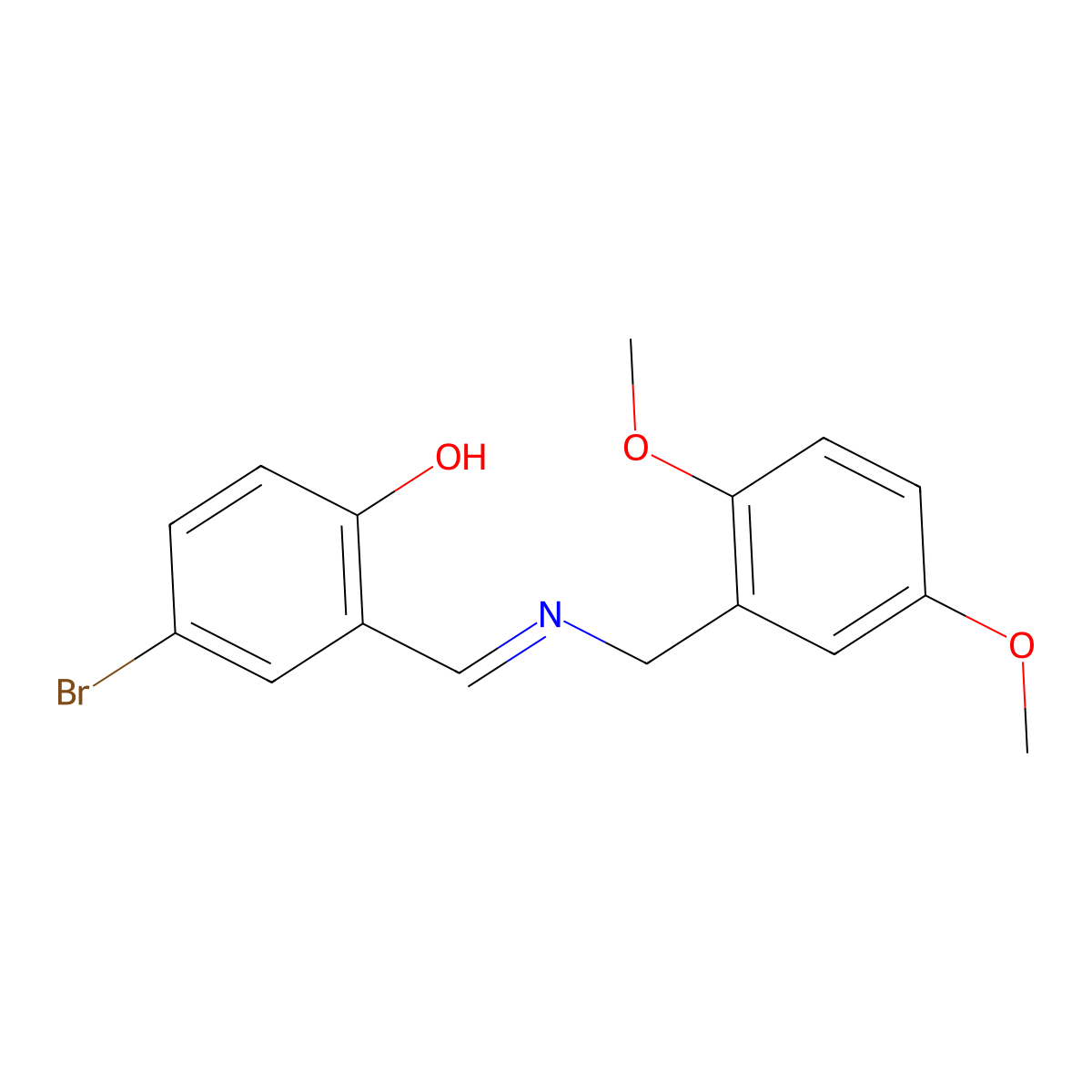 4-bromo-2-{(E)-[(2,5-dimethoxybenzyl)imino]methyl}phenol molecular structure, CAS 1232825-92-1
