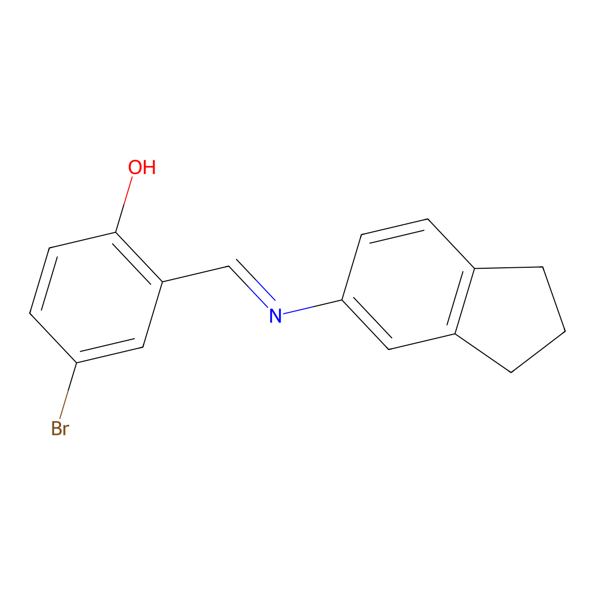 4-bromo-2-[(E)-(2,3-dihydro-1H-inden-5-ylimino)methyl]phenol molecular structure, CAS 1232826-09-3
