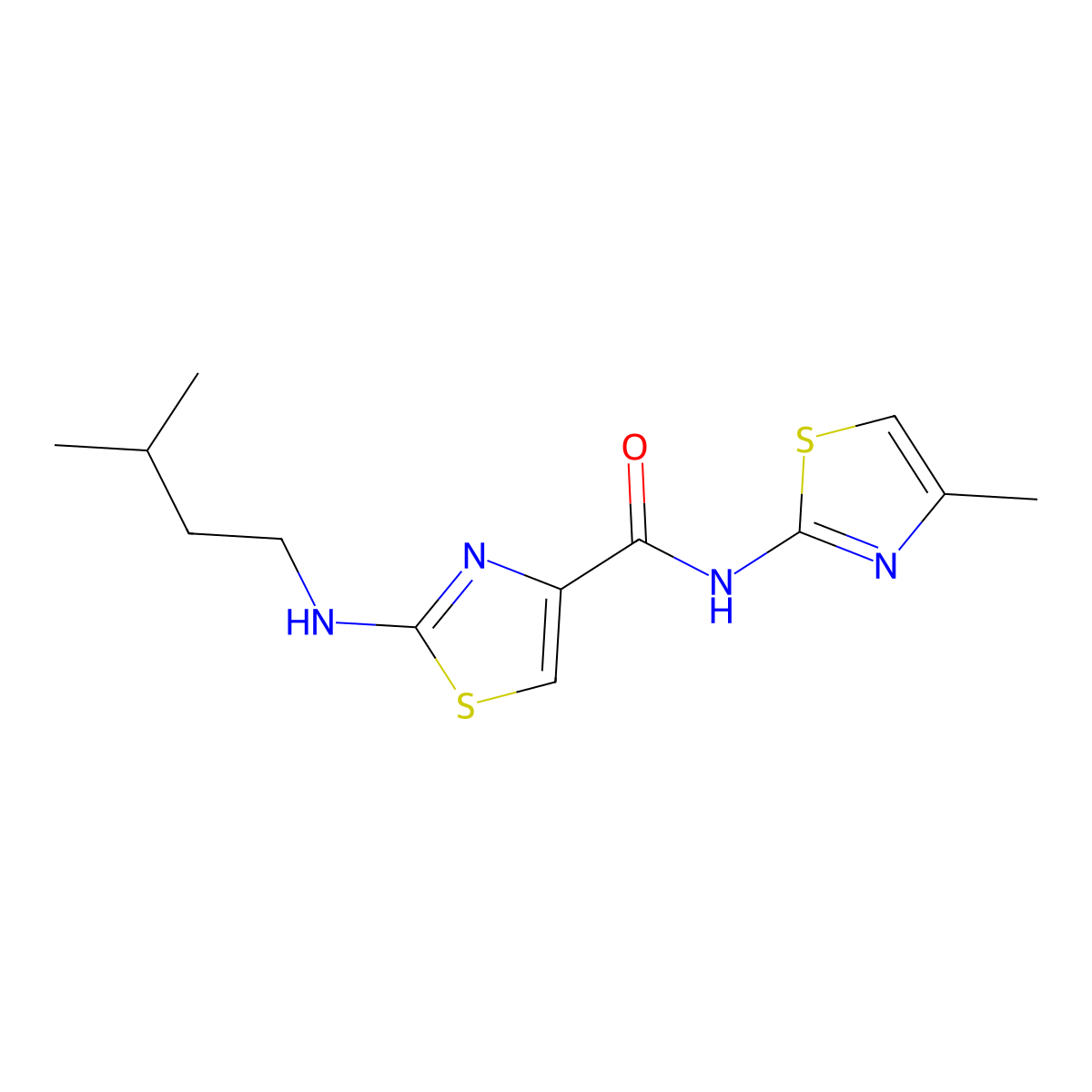 2-[(3-methylbutyl)amino]-N-[(2E)-4-methyl-1,3-thiazol-2(3H)-ylidene]-1,3-thiazole-4-carboxamide molecular structure, CAS 1232826-29-7