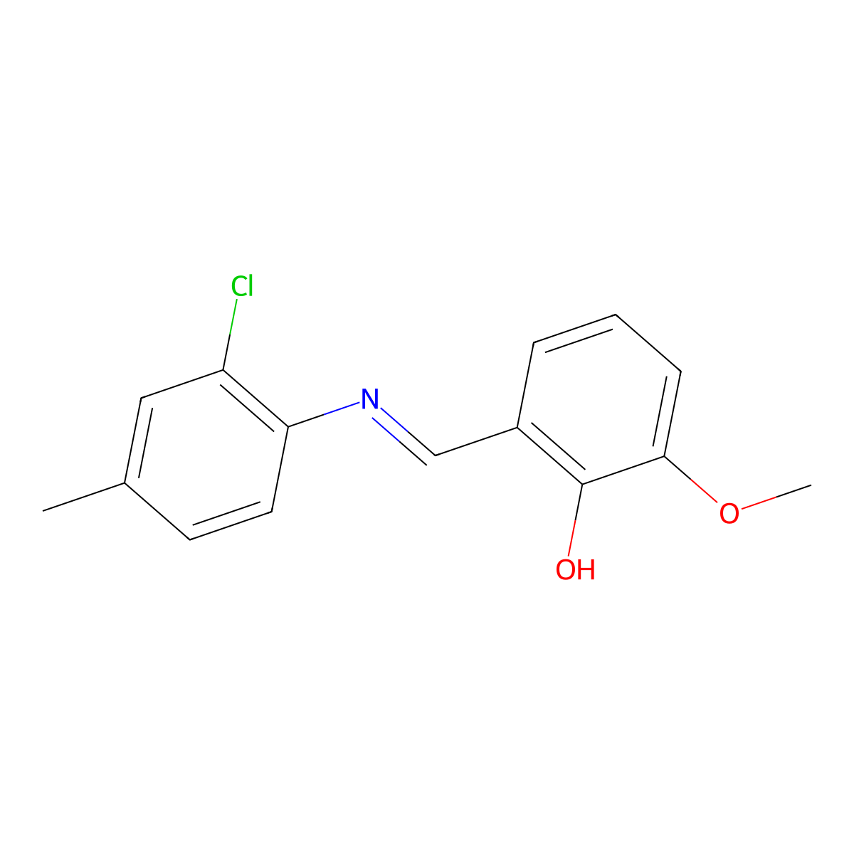 2-{(E)-[(2-chloro-4-methylphenyl)imino]methyl}-6-methoxyphenol molecular structure, CAS 1232826-36-6