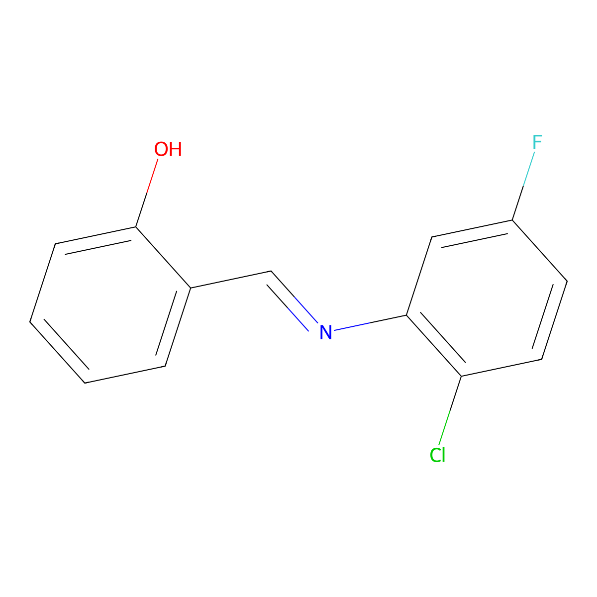 2-{(E)-[(2-chloro-5-fluorophenyl)imino]methyl}phenol molecular structure, CAS 1232826-44-6