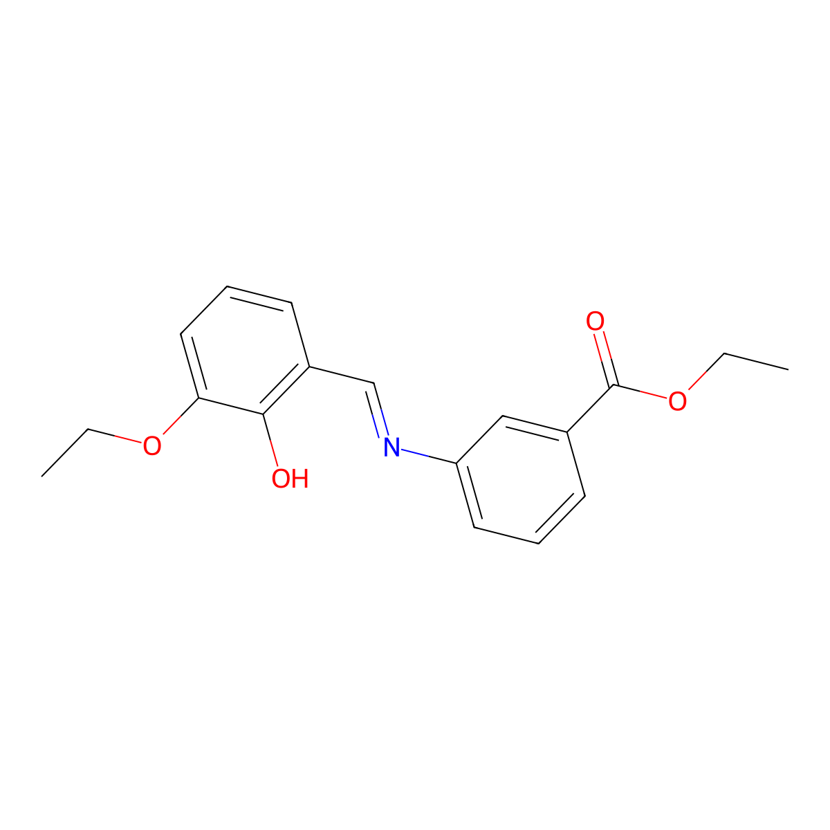ethyl 3-{[(1E)-(3-ethoxy-2-hydroxyphenyl)methylene]amino}benzoate molecular structure, CAS 1232826-56-0