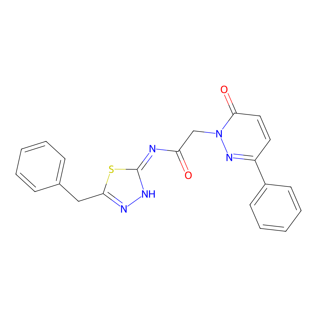 N-(5-benzyl-1,3,4-thiadiazol-2-yl)-2-(6-oxo-3-phenylpyridazin-1(6H)-yl)acetamide molecular structure, CAS 1232826-73-1