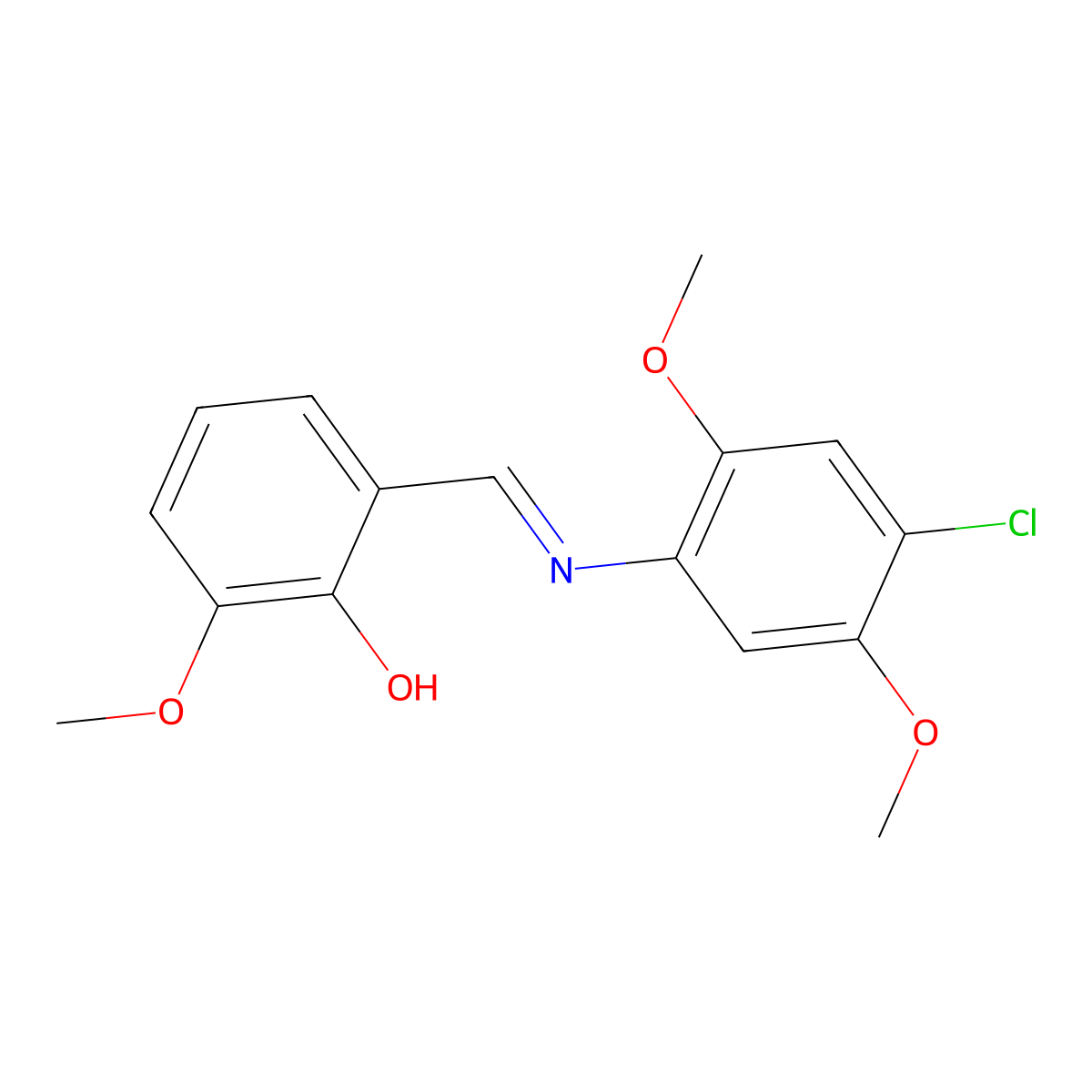 2-{(E)-[(4-chloro-2,5-dimethoxyphenyl)imino]methyl}-6-methoxyphenol molecular structure, CAS 1232826-91-3