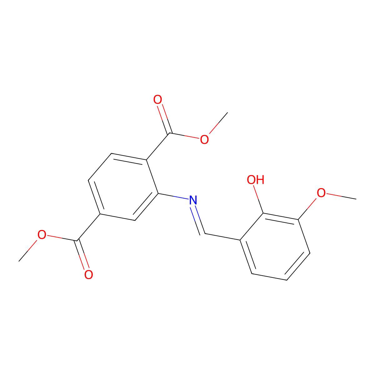 dimethyl 2-{[(1E)-(2-hydroxy-3-methoxyphenyl)methylene]amino}terephthalate molecular structure, CAS 1232826-96-8