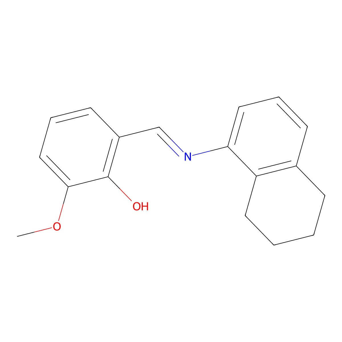 2-methoxy-6-[(E)-(5,6,7,8-tetrahydronaphthalen-1-ylimino)methyl]phenol molecular structure, CAS 1232827-05-2