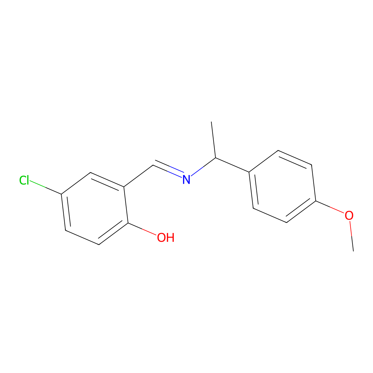 4-chloro-2-((E)-{[1-(4-methoxyphenyl)ethyl]imino}methyl)phenol molecular structure, CAS 1232827-10-9