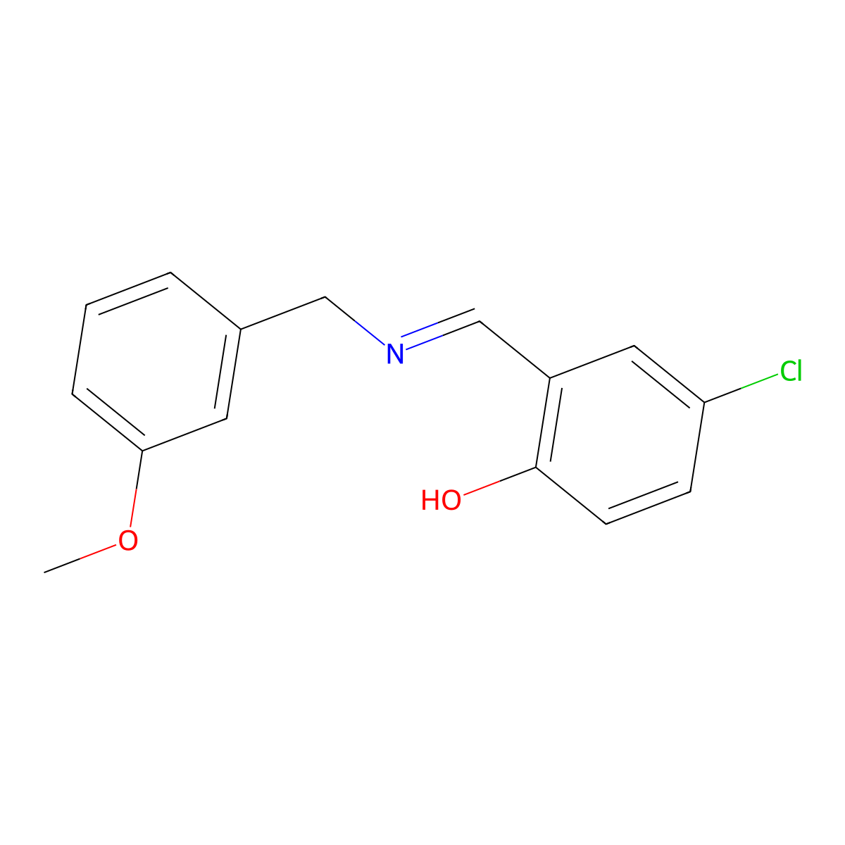 4-chloro-2-{(E)-[(3-methoxybenzyl)imino]methyl}phenol molecular structure, CAS 1232827-19-8