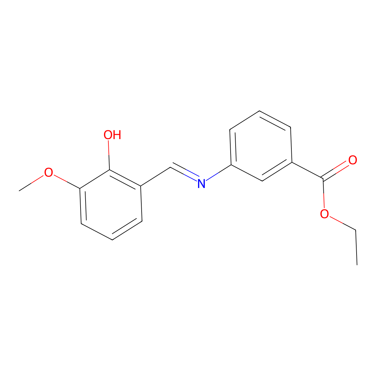 ethyl 3-{[(1E)-(2-hydroxy-3-methoxyphenyl)methylene]amino}benzoate molecular structure, CAS 1232827-32-5