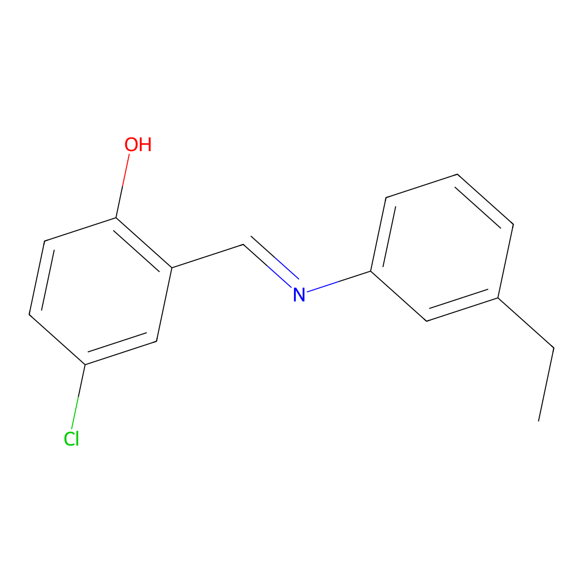 4-chloro-2-{(E)-[(3-ethylphenyl)imino]methyl}phenol molecular structure, CAS 1232827-34-7