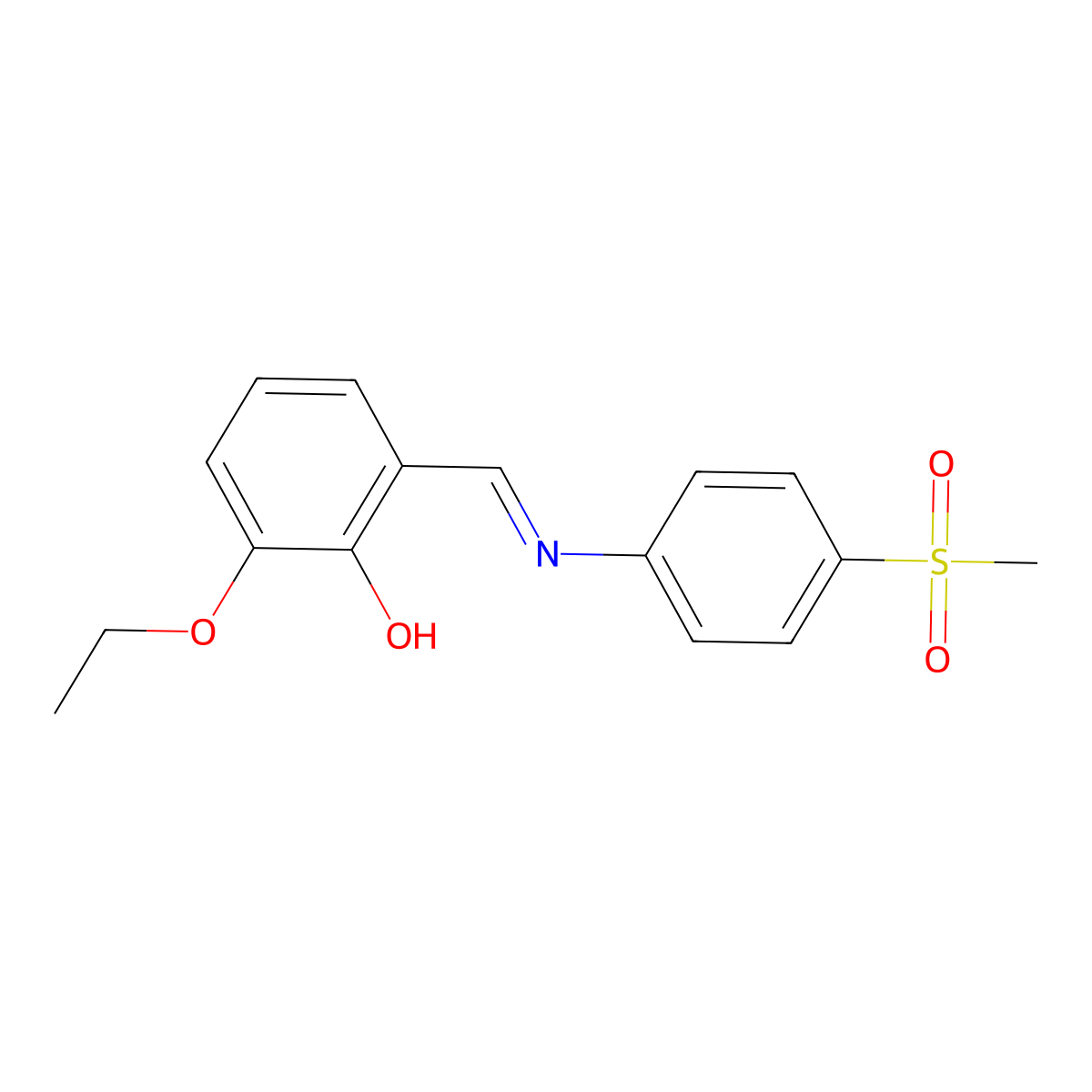 2-ethoxy-6-((E)-{[4-(methylsulfonyl)phenyl]imino}methyl)phenol molecular structure, CAS 1232827-35-8