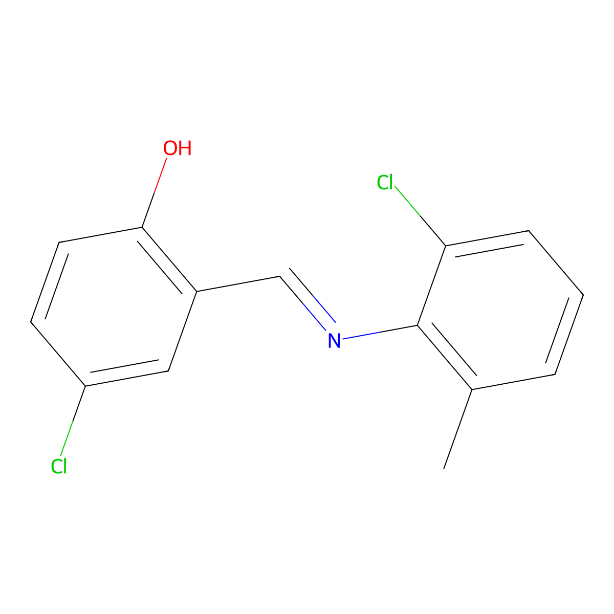 4-chloro-2-{(E)-[(2-chloro-6-methylphenyl)imino]methyl}phenol molecular structure, CAS 1232827-45-0