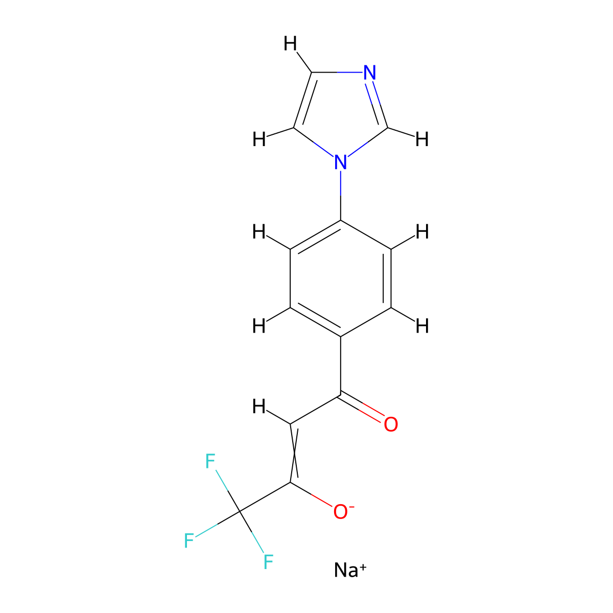 Sodium 1,1,1-trifluoro-4-(4-imidazol-1-ylphenyl)-4-oxobut-2-en-2-olate molecular structure, CAS 1232827-49-4