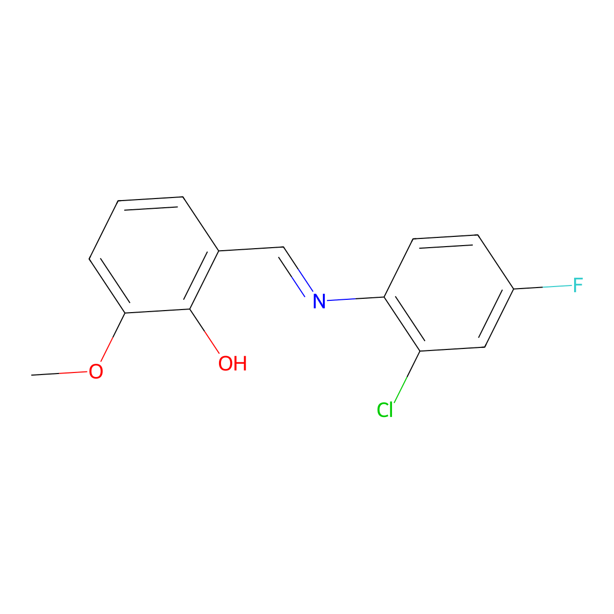 2-{(E)-[(2-chloro-4-fluorophenyl)imino]methyl}-6-methoxyphenol molecular structure, CAS 1232827-52-9