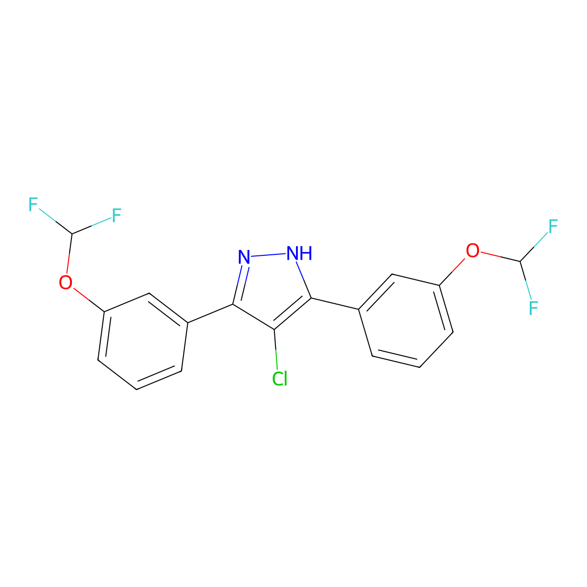 4-Chloro-3,5-bis(3-(difluoromethoxy)phenyl)-1H-pyrazole molecular structure, CAS 1232837-26-1