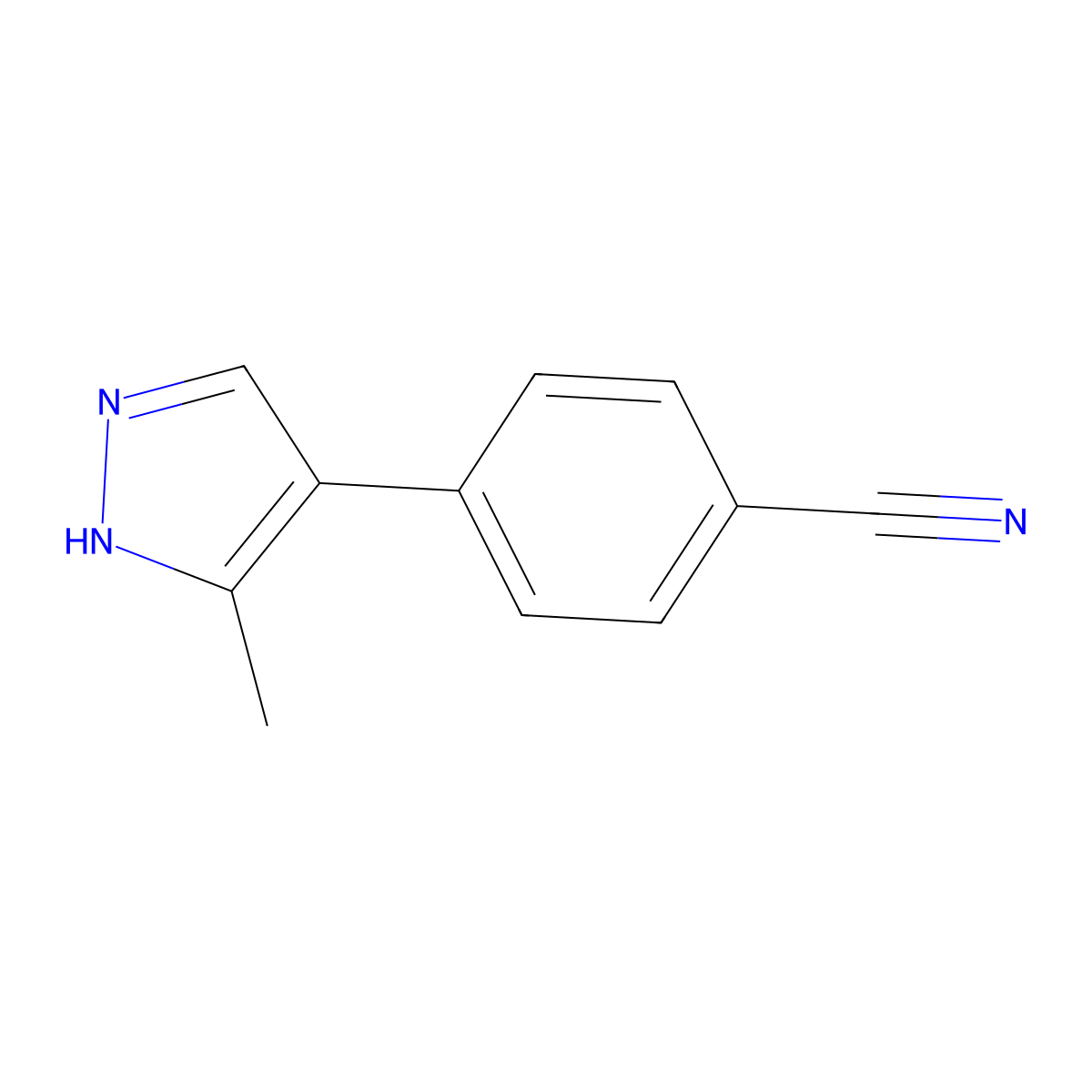 4-(3-methyl-1H-pyrazol-4-yl)benzonitrile molecular structure, CAS 1232838-08-2