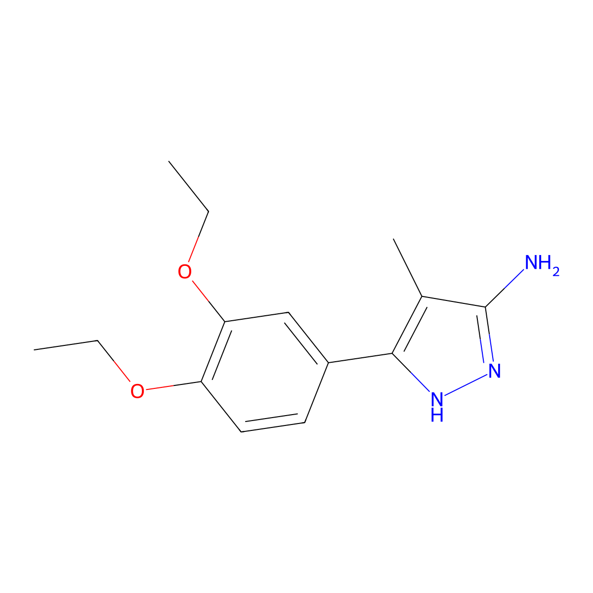 3-(3,4-diethoxyphenyl)-4-methyl-1H-pyrazol-5-amine molecular structure, CAS 1232838-56-0